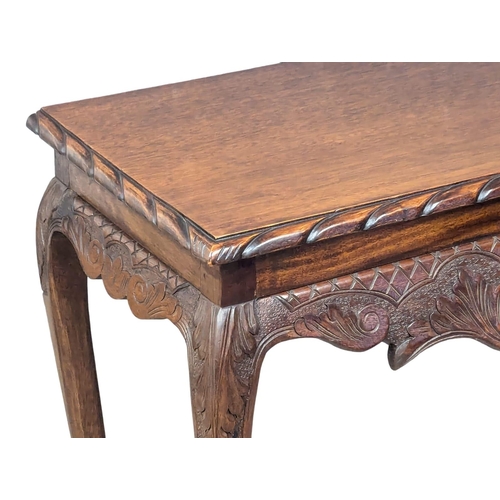 917 - An Irish Chippendale style mahogany side table. 107.5x44cm 75.5cm(1)