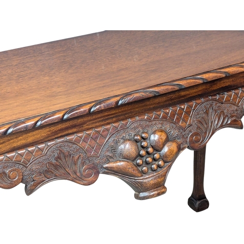 917 - An Irish Chippendale style mahogany side table. 107.5x44cm 75.5cm(1)