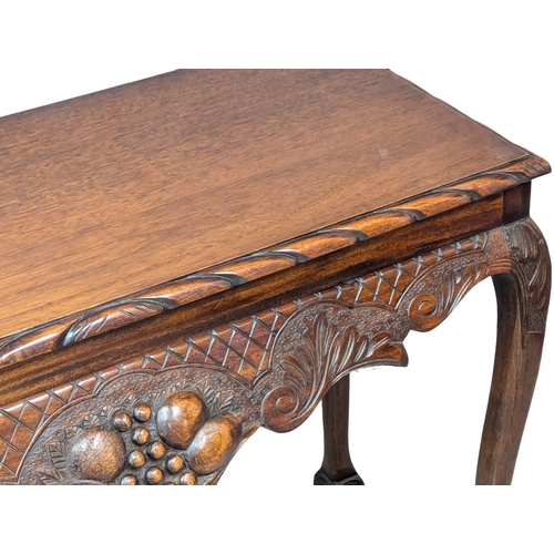 917 - An Irish Chippendale style mahogany side table. 107.5x44cm 75.5cm(1)