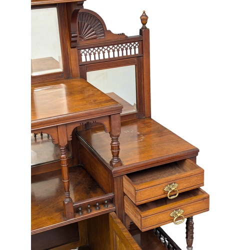 927 - A Late Victorian walnut mirror back sideboard. 122x38x169cm (3)