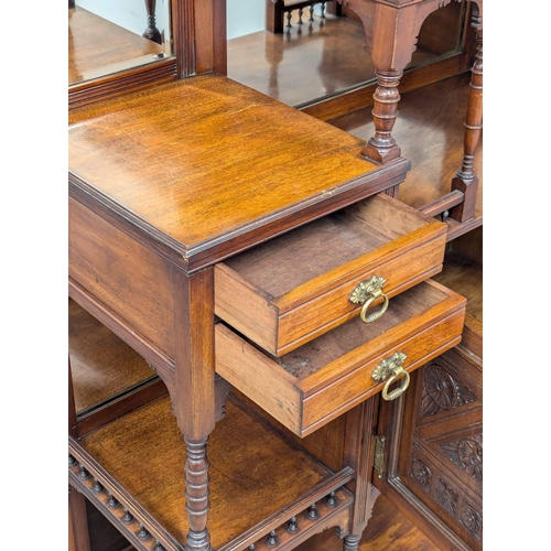 927 - A Late Victorian walnut mirror back sideboard. 122x38x169cm (3)