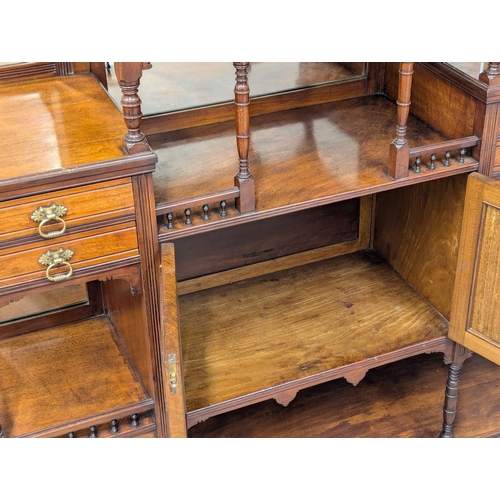 927 - A Late Victorian walnut mirror back sideboard. 122x38x169cm (3)