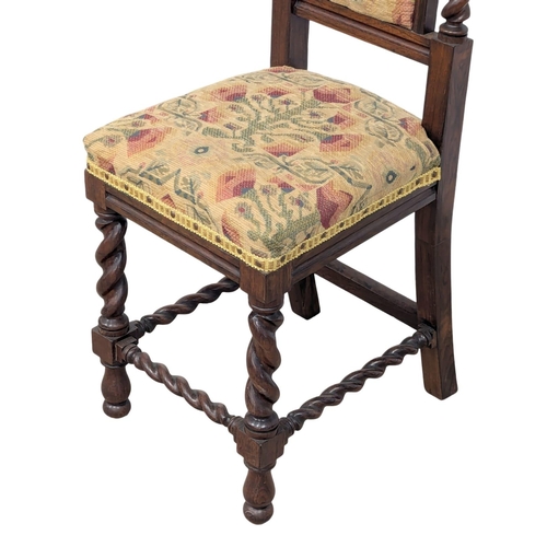 950 - A good quality Victorian rosewood Barley Twist hall chair / side chair. (7)