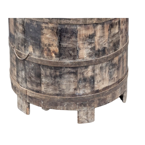 962 - A Large Early 20th Century wooden and metal bound vat. 70x64cm(3)