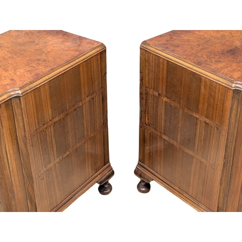 969 - A pair 1930s Burr Walnut bedside chests. 35x47x61.5cm(10)