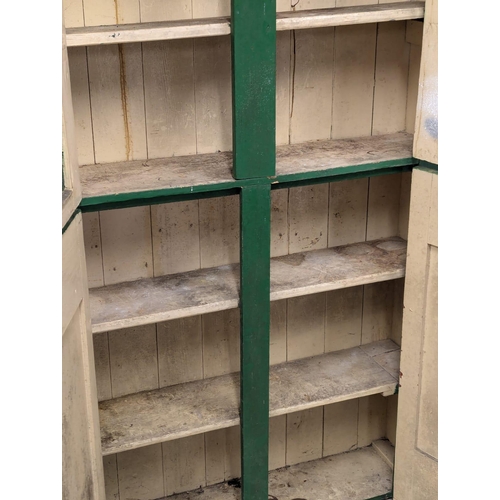 989 - A Late 19th Century / Early 20th Century painted pine kitchen larder. 100x23.5.175.5cm(6)