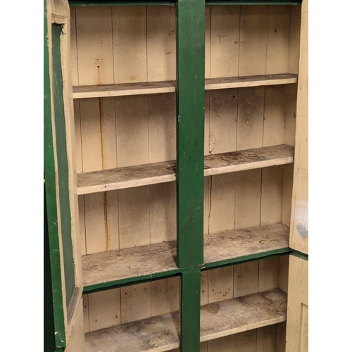 989 - A Late 19th Century / Early 20th Century painted pine kitchen larder. 100x23.5.175.5cm(6)