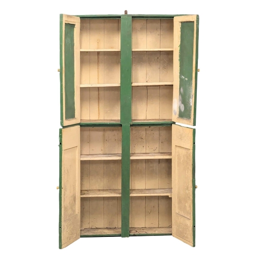 989 - A Late 19th Century / Early 20th Century painted pine kitchen larder. 100x23.5.175.5cm(6)