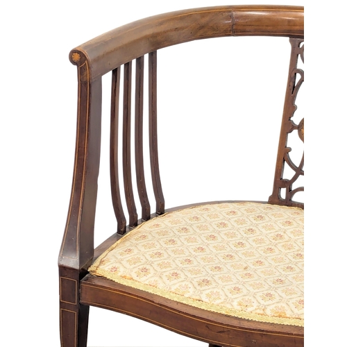 994 - An Edwardian inlaid mahogany tub chair(1)