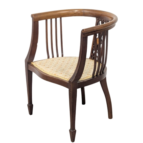 994 - An Edwardian inlaid mahogany tub chair(1)