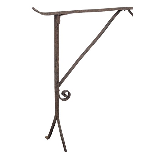 985 - A 19th Century hand forged iron resting stand. (Rails from a jaunting cart). 125x98cm (8)