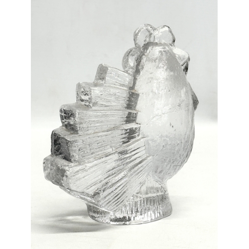 188B - A Swedish Mid Century glass hen. By Pukeberg. 1970’s. 14x16cm.