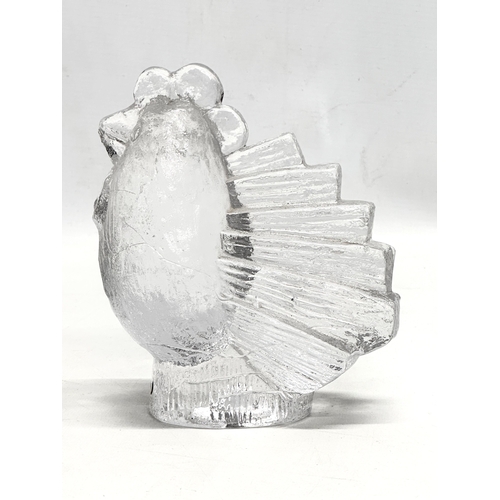 188B - A Swedish Mid Century glass hen. By Pukeberg. 1970’s. 14x16cm.