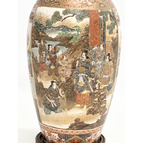 60A - A signed Late 19th Century Japanese hand painted vase on stand. Meiji Period (1868-1912) 31cm withou... 