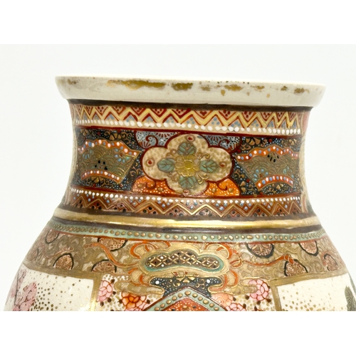 60A - A signed Late 19th Century Japanese hand painted vase on stand. Meiji Period (1868-1912) 31cm withou... 