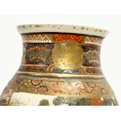 60A - A signed Late 19th Century Japanese hand painted vase on stand. Meiji Period (1868-1912) 31cm withou... 