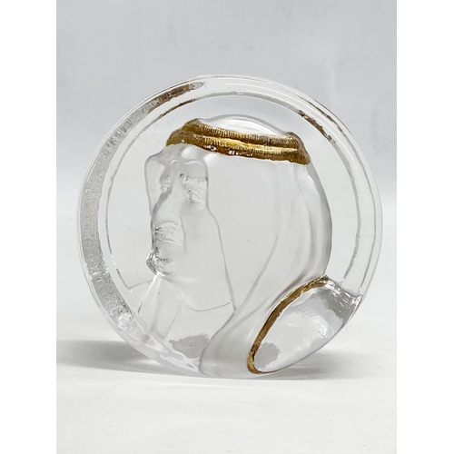 356 - A signed glass paperweight. 11x11.5cm