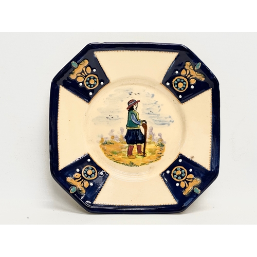 300D - A Late 19th Century HB Quimper pottery plate. France. Henriot Quimper. Circa 1890. 15.5x15.5cm