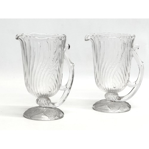 68 - George Davidson. Two Late 19th Century glass creamers/jugs by Davidson Glass. Circa 1880-1891. 10x8x... 