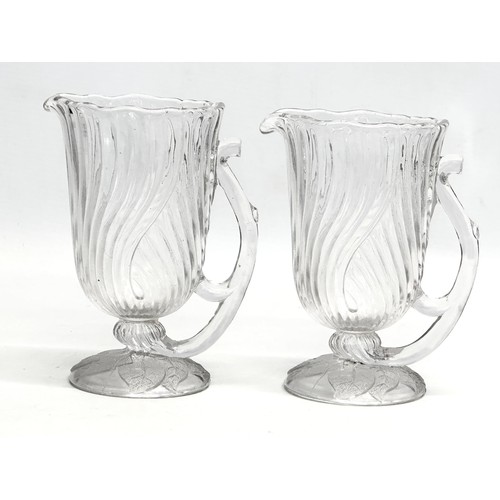 68 - George Davidson. Two Late 19th Century glass creamers/jugs by Davidson Glass. Circa 1880-1891. 10x8x... 