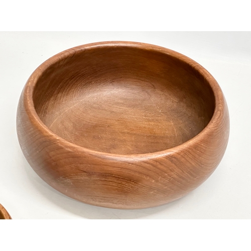 520 - Three Mid Century teak bowls. Fruit bowl 25x10cm.