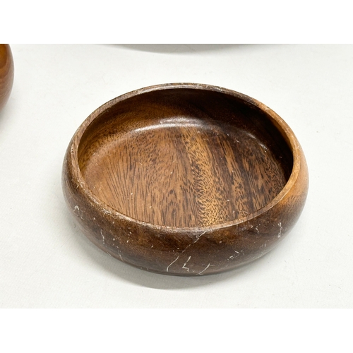 520 - Three Mid Century teak bowls. Fruit bowl 25x10cm.