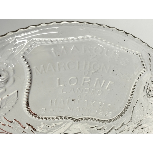 107 - Henry Greener & Co. A Late 19th Century pressed glass comport. commemorating the landing of Marquis ... 