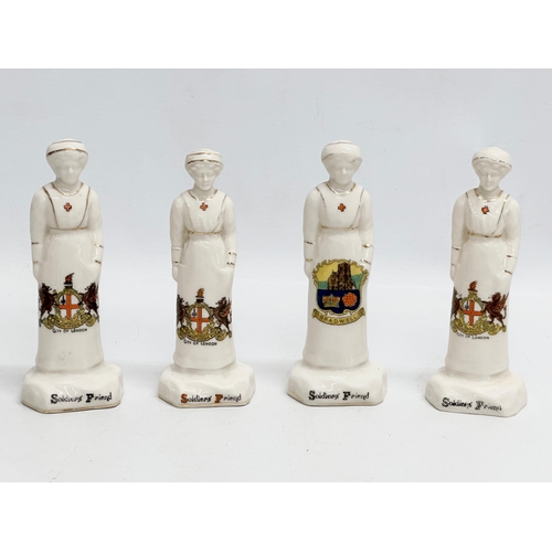 517 - A collection of 14 Early 20th Century WWI crested china nurses and figures. Soldiers Friend x7. Our ... 