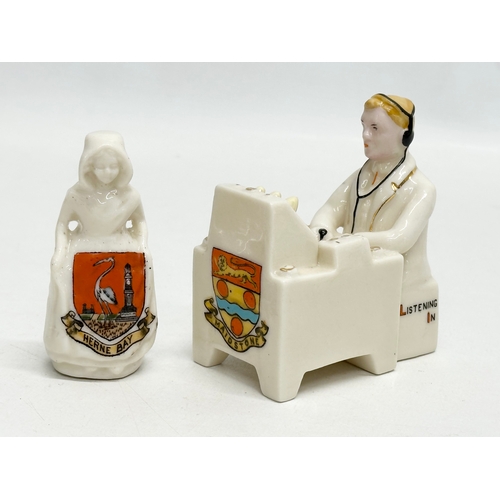 517 - A collection of 14 Early 20th Century WWI crested china nurses and figures. Soldiers Friend x7. Our ... 