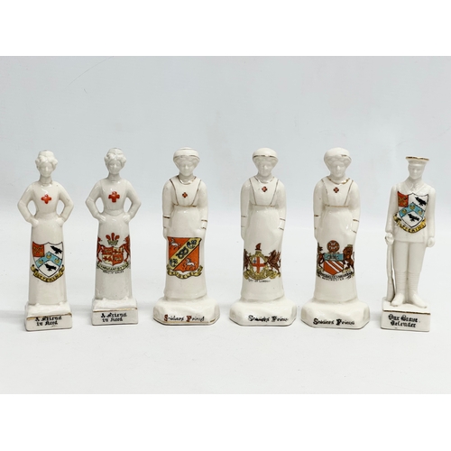 517 - A collection of 14 Early 20th Century WWI crested china nurses and figures. Soldiers Friend x7. Our ... 