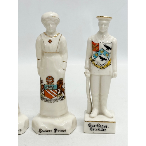 517 - A collection of 14 Early 20th Century WWI crested china nurses and figures. Soldiers Friend x7. Our ... 