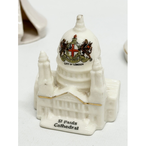 518 - A collection of Early 20th Century crested china WWI tents and cathedral. St Pauls Cathedral (Arcadi... 