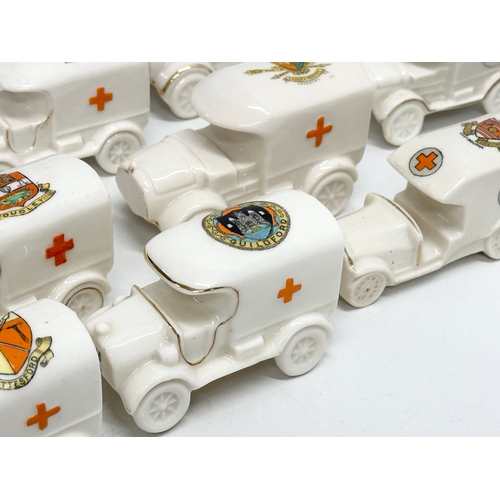 519 - A collection of 37 Early 20th Century crested china WW1 trucks. Arcadian, Carlton China, Warwick, Wi... 