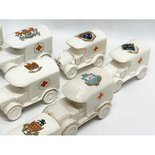 519 - A collection of 37 Early 20th Century crested china WW1 trucks. Arcadian, Carlton China, Warwick, Wi... 