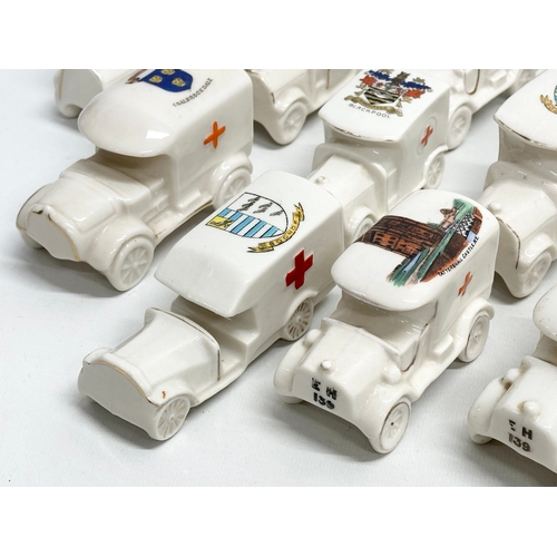 519 - A collection of 37 Early 20th Century crested china WW1 trucks. Arcadian, Carlton China, Warwick, Wi... 