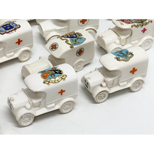 516 - A collection of 28 Early 20th Century crested china WWI trucks. Arcadian, Carlton China, Willow Art,... 