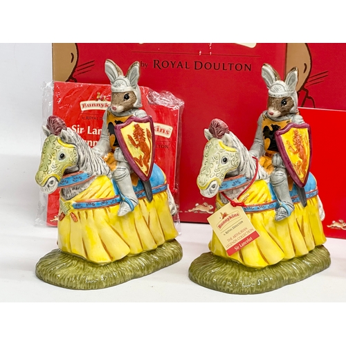 847 - Royal Doulton Bunnykins “The Arthurian Legends” 5 figurines with boxes and papers. King Arthur, Sir ... 