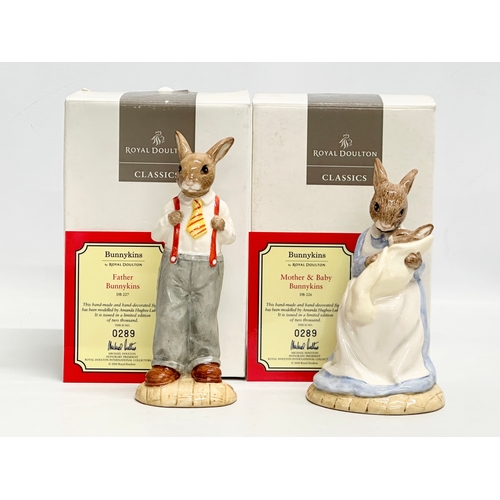 852 - Two Limited Edition Royal Doulton Bunnykins “The Bunnykins Family” Father Bunnykins, Mother and Baby... 