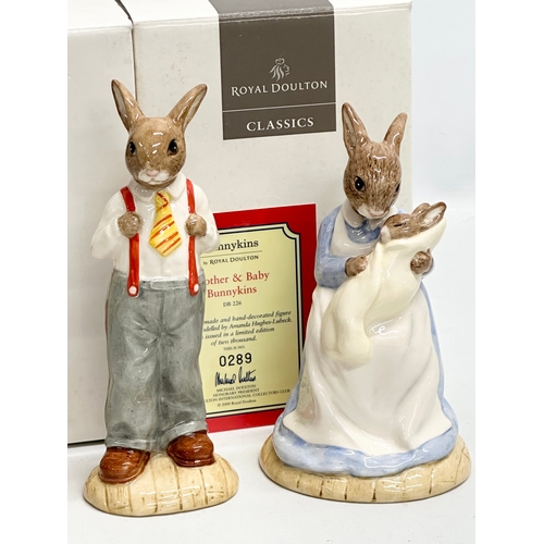 852 - Two Limited Edition Royal Doulton Bunnykins “The Bunnykins Family” Father Bunnykins, Mother and Baby... 