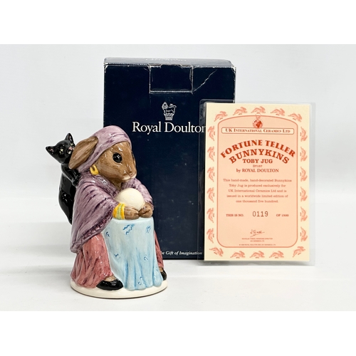 853 - A Limited Edition Royal Doulton “Fortune Teller Bunnykins” toby jug with box and certificate. 14cm