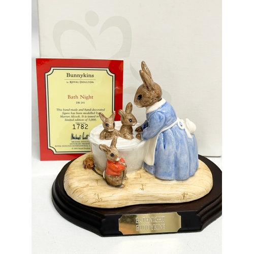 857 - Three Limited Edition Royal Doulton Bunnykins. A Royal Doulton “Chocs Away Bunnykins” two Royal Doul... 