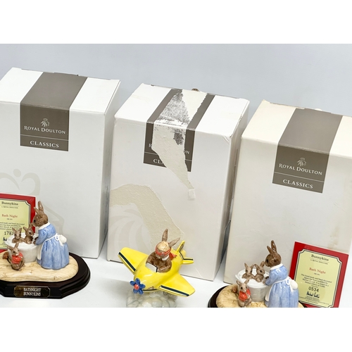 857 - Three Limited Edition Royal Doulton Bunnykins. A Royal Doulton “Chocs Away Bunnykins” two Royal Doul... 