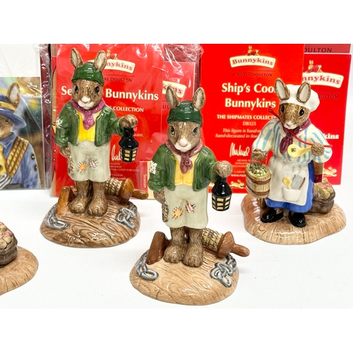 864 - Royal Doulton Bunnykins “The Shipmates Collection” 8 figurines and 1 other. All with boxes. Captain ... 