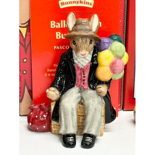 870 - Royal Doulton Bunnykins. Two Royal Doulton Bunnykins “Balloon Man” figurines. A Royal Doulton Bunnyk... 