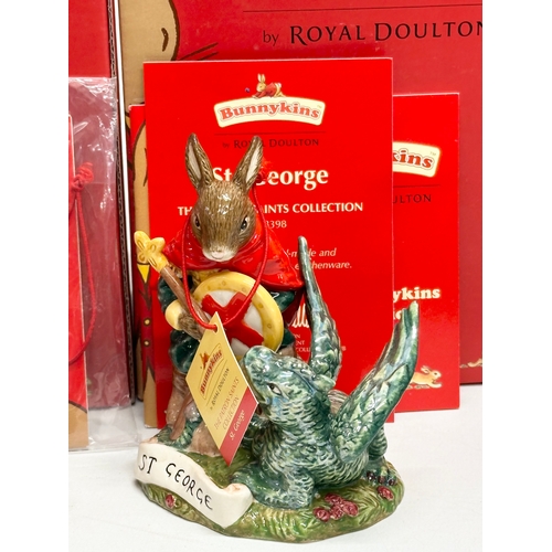 872 - Limited Edition Doulton Bunnykins Saints. A Royal Doulton Bunnykins “Saint Patrick” two Royal Doulto... 