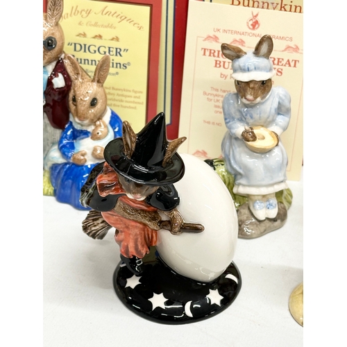 886 - 12 Royal Doulton Bunnykins. Trick or Treat Bunnykins, Special Edition Digger Bunnykins, Uncle Sam Bu... 