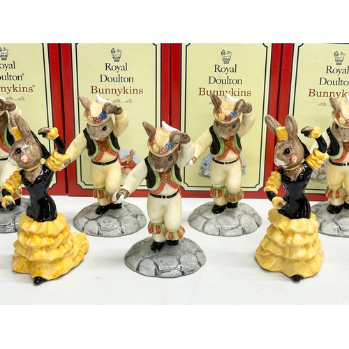 891 - 10 Royal Doulton Bunnykins Dancers. Morris Dancer Bunnykins x7, Flamenco Bunnykins x3. Mostly signed