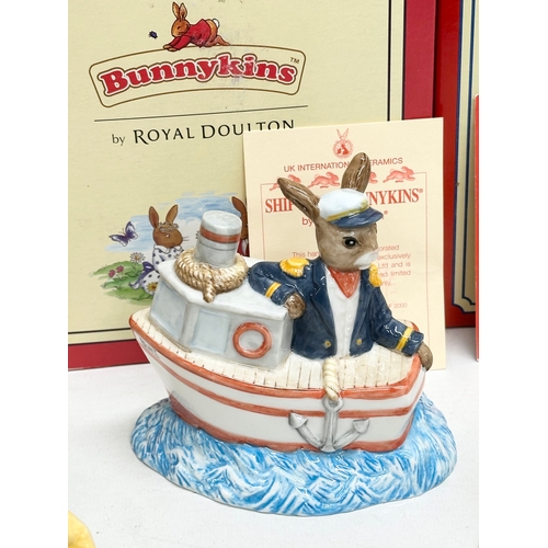 892 - 7 Royal Doulton Bunnykins. Limited Edition Tennis and Strawberries, Limited Edition Ship Ahoy, Easte... 