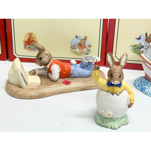 892 - 7 Royal Doulton Bunnykins. Limited Edition Tennis and Strawberries, Limited Edition Ship Ahoy, Easte... 