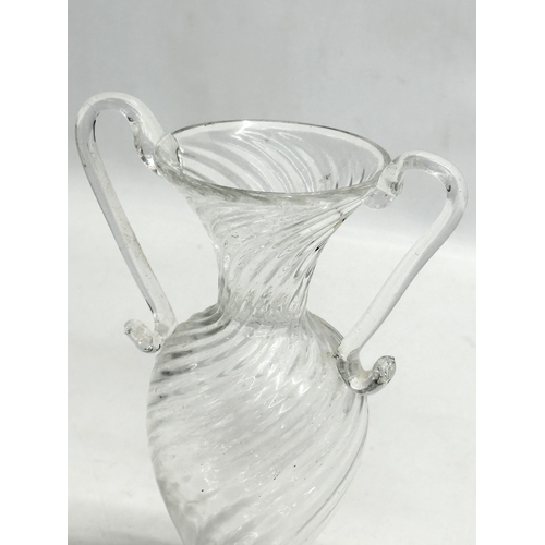 37 - A Late 18th/Early 19th Century wrythen glass vase. 14x21cm